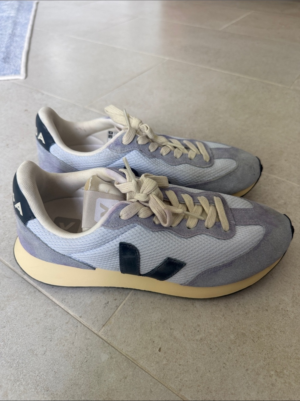 Veja Women’s Athletic Sneakers in Light Gray and Cream